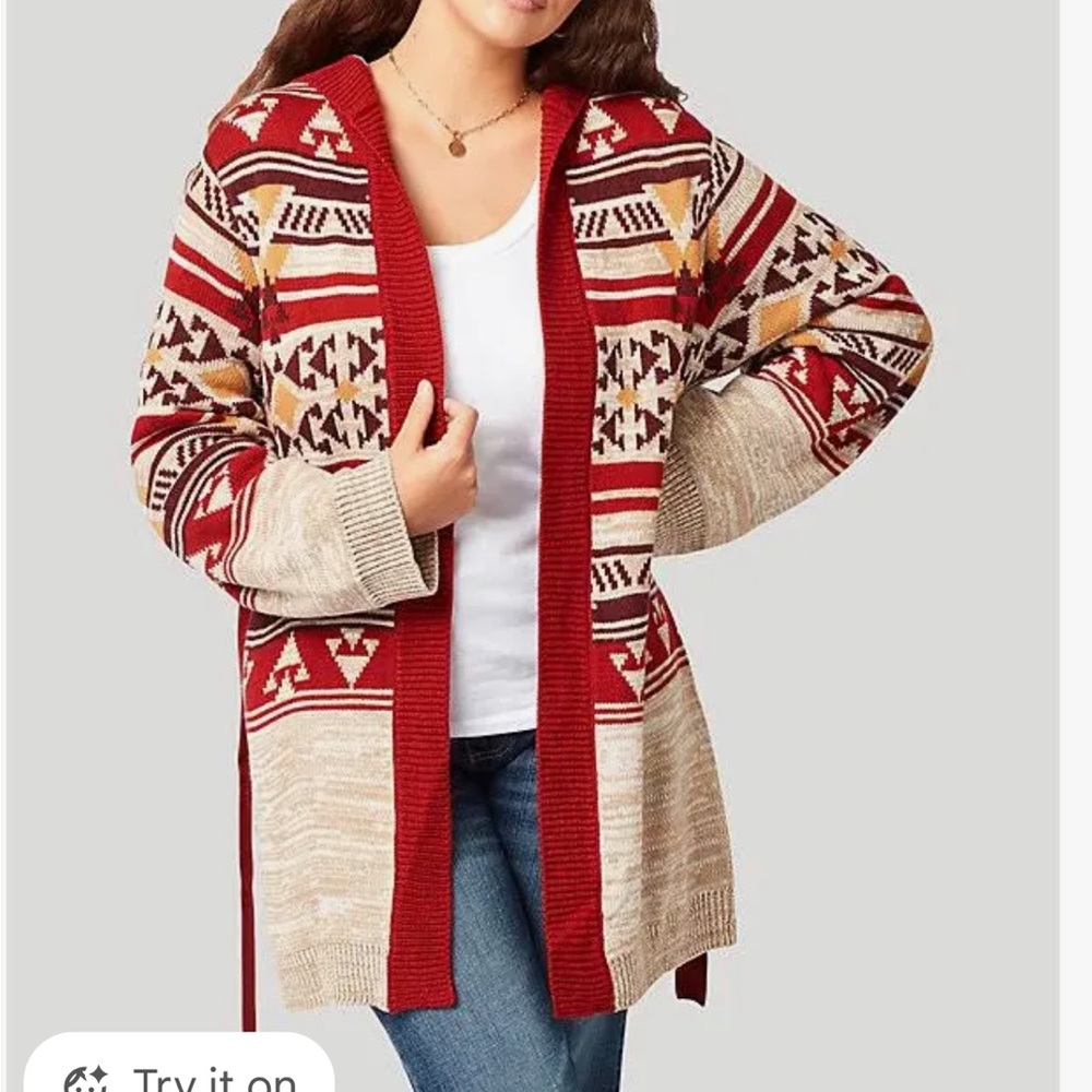 Wrangler Women's Retro Western Print Hooded Cardigan